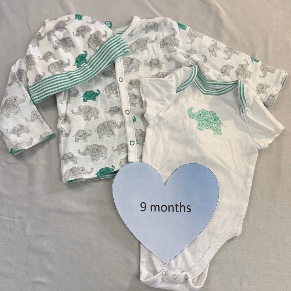 Offspring - 3 piece Elephant design set. Size 9 months
